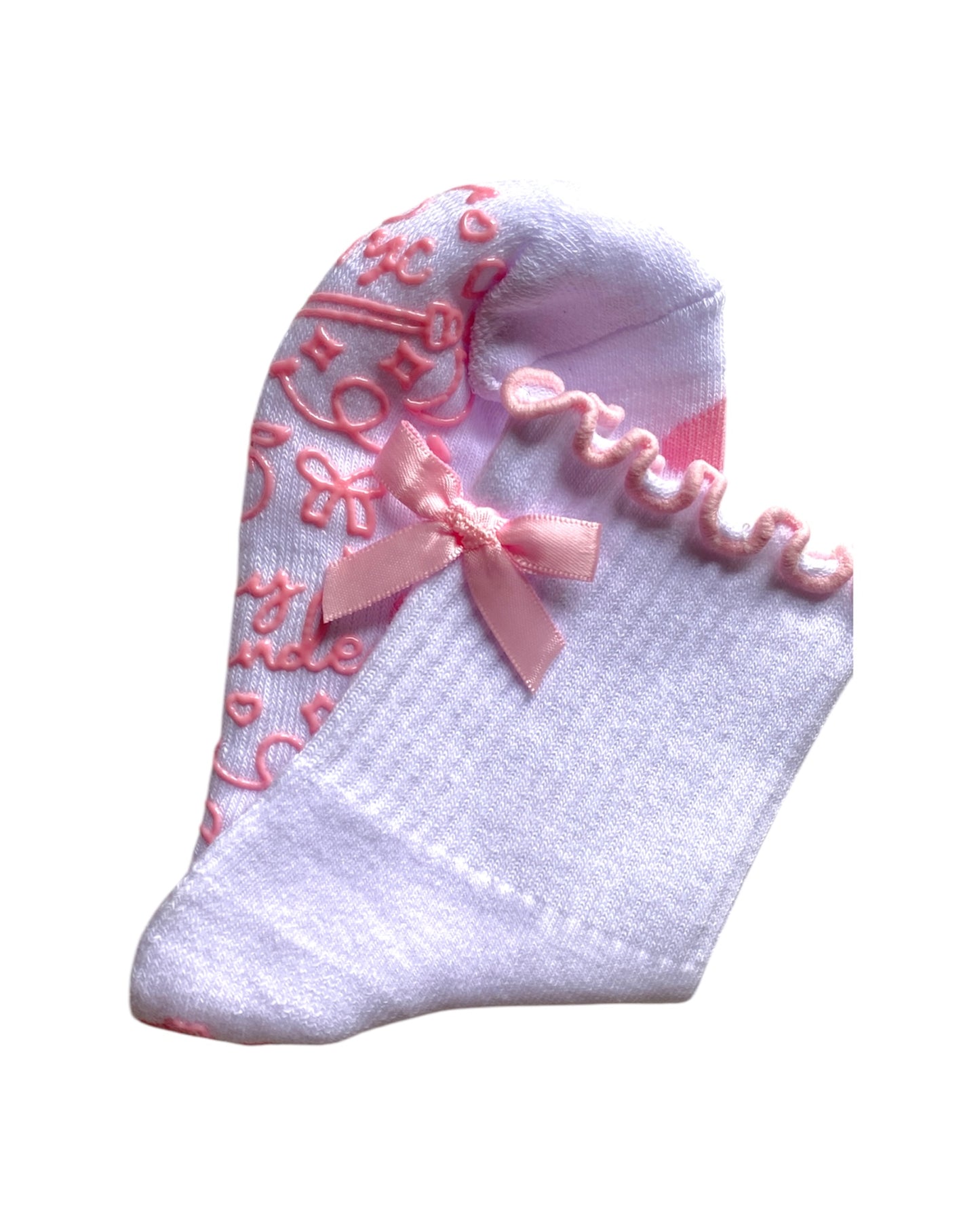 Pink and White "Stay Grounded" Grippie Socks
