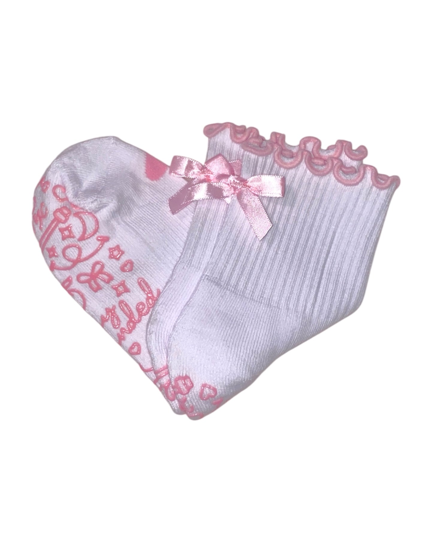 Pink and White "Stay Grounded" Grippie Socks